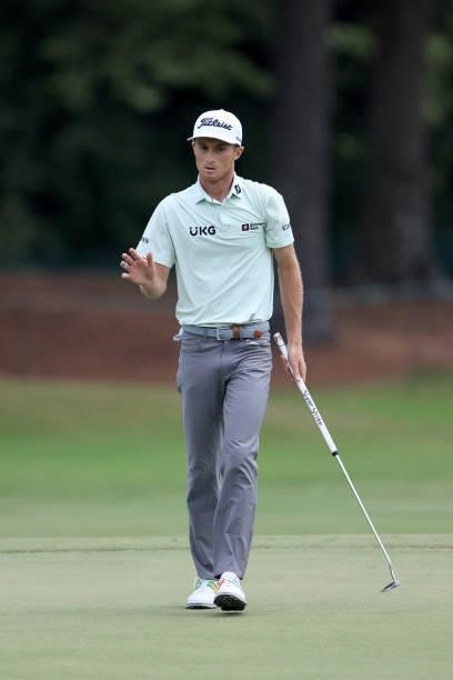 Will Zalatoris plays a shot on the sixth hole during the first round of the World Golf Championship-FedEx St Jude Invitational at TPC Southwind on...