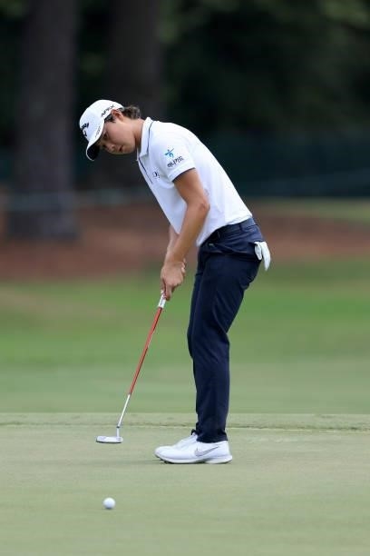 Min Woo Lee of Australia plays a shot on the sixth hole during the first round of the World Golf Championship-FedEx St Jude Invitational at TPC...