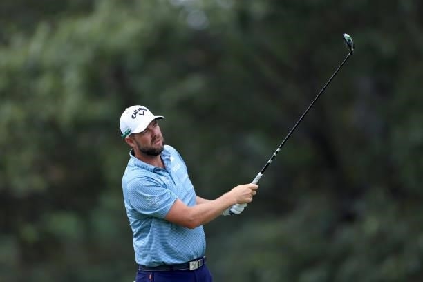 Marc Leishman of Australia plays a shot on the seventh hole during the first round of the World Golf Championship-FedEx St Jude Invitational at TPC...