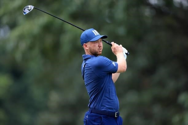 Daniel Berger plays a shot on the seventh hole during the first round of the World Golf Championship-FedEx St Jude Invitational at TPC Southwind on...