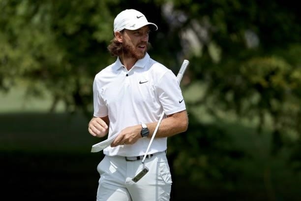 Tommy Fleetwood of England looks on from the 15th green during the first round of the FedEx St. Jude Invitational at TPC Southwind on August 05, 2021...
