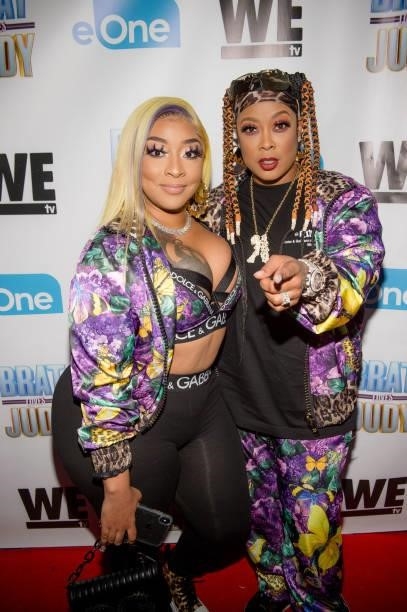 Jesseca Dupart and Da Brat attend the 'Brat Loves Judy' We TV watch party at Views Bar and Grill Atlanta on August 05, 2021 in Atlanta, Georgia.