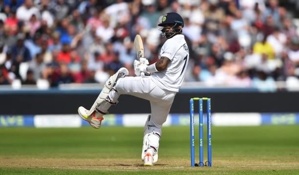 Rahul of India bats during day three of the First Test Match between England and India at Trent Bridge on August 06, 2021 in Nottingham, England.