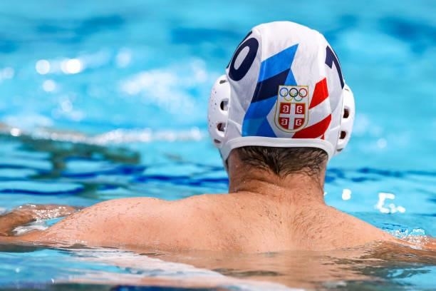 Filip Filipovic of Serbia during the Tokyo 2020 Olympic Waterpolo Tournament men's Semi Final match between Serbia and Spain at Tatsumi Waterpolo...