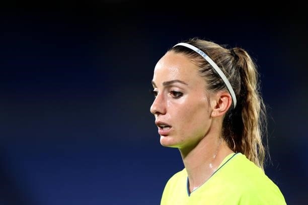 Kosovare Asllani of Team Sweden looks on during the Women's Gold Medal Match between Canada and Sweden on day fourteen of the Tokyo 2020 Olympic...