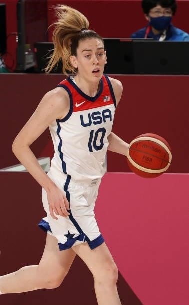 Breanna Stewart of USA during the Women's Semifinal Basketball game between United States and Serbia on day fourteen of the Tokyo 2020 Olympic Games...