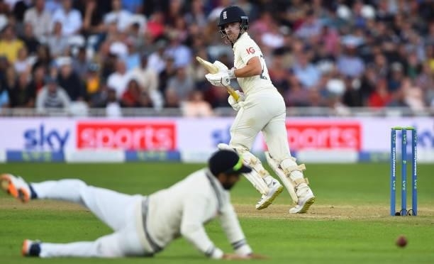 Rory Burns of England bats during day three of the First Test Match between England and India at Trent Bridge on August 06, 2021 in Nottingham,...