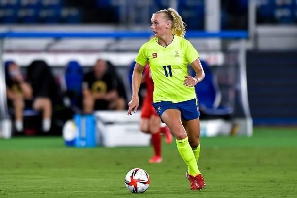 Stina Blackstenius of Sweden during the Tokyo 2020 Olympic Women's Football Tournament Gold Medal match between Sweden and Canada at International...