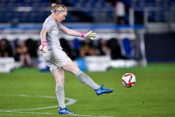 Hedvig Lindahl of Sweden during the Tokyo 2020 Olympic Womens Football Tournament Gold Medal match between Sweden and Canada at International Stadium...