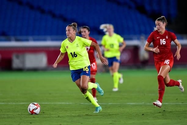 Filippa Angeldal of Sweden during the Tokyo 2020 Olympic Womens Football Tournament Gold Medal match between Sweden and Canada at International...