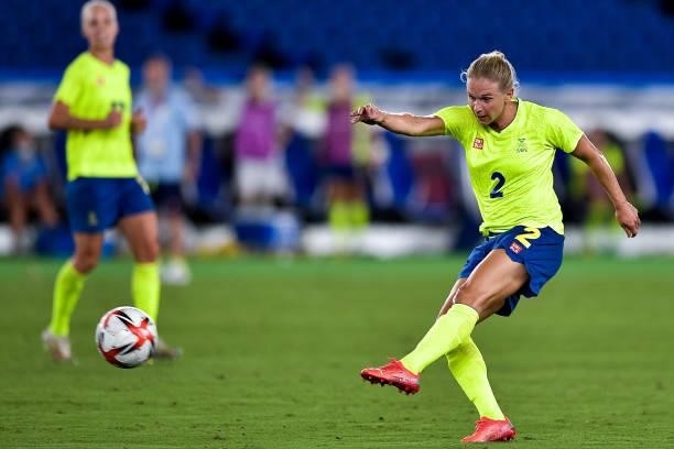 Jonna Andersson of Sweden during the Tokyo 2020 Olympic Womens Football Tournament Gold Medal match between Sweden and Canada at International...