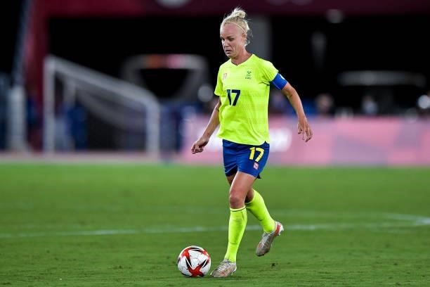 Caroline Seger of Sweden during the Tokyo 2020 Olympic Womens Football Tournament Gold Medal match between Sweden and Canada at International Stadium...