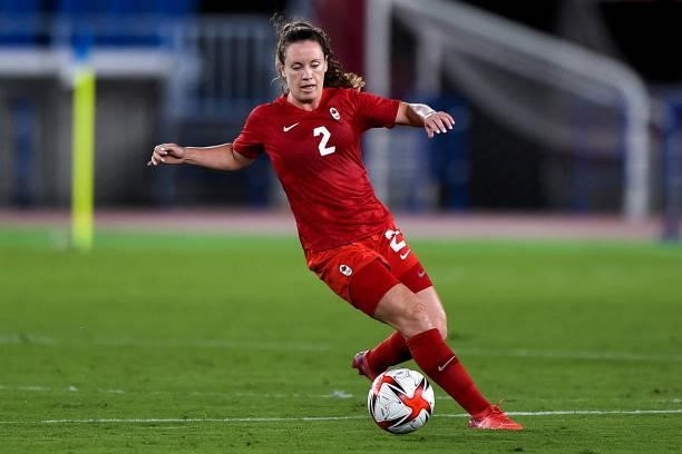 Allysha Chapman of Canada during the Tokyo 2020 Olympic Womens Football Tournament Gold Medal match between Sweden and Canada at International...