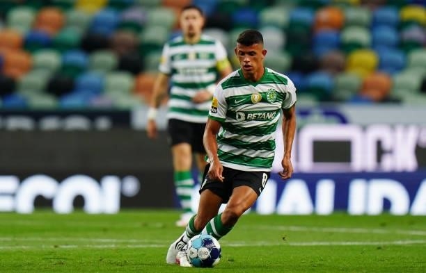 Matheus Nunes of Sporting CP runs with the ball during the Liga Bwin match between Sporting CP and FC Vizela at Estadio Jose Alvalade on August 6,...