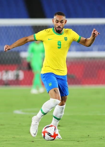 Matheus Cunha of Team Brazil runs with the ball during the Men's Gold Medal Match between Brazil and Spain on day fifteen of the Tokyo 2020 Olympic...