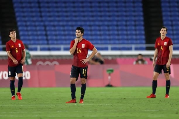Carlos Soler of Team Spain looks dejected after their side concedes a second goal scored by Malcom of Team Brazil during the Men's Gold Medal Match...