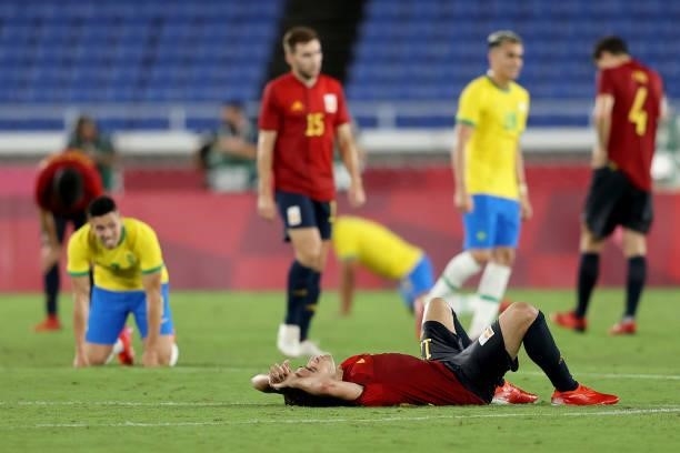Eric Garcia of Team Spain looks dejected following defeat in the Men's Gold Medal Match between Brazil and Spain on day fifteen of the Tokyo 2020...