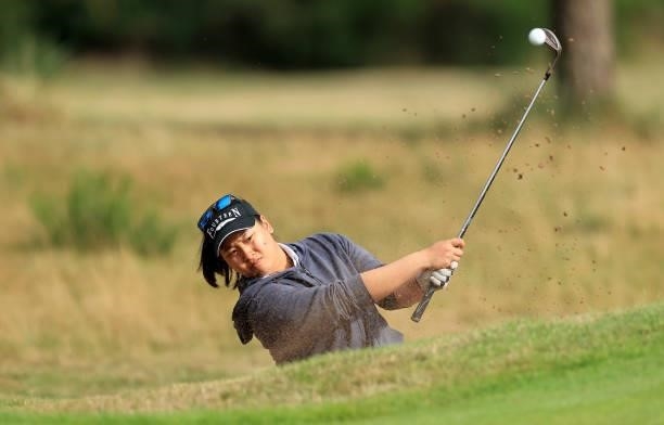 Channette Wannasaen of Thailand plays her second shot on the third hole during the Rose Ladies Series at Scotscraig Golf Club on August 07, 2021 in...