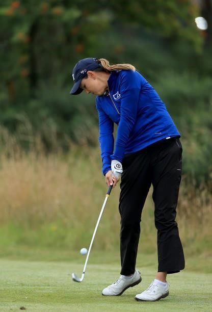 Whitney Hillier of Australia plays her tee shot on the fourth hole during the Rose Ladies Series at Scotscraig Golf Club on August 07, 2021 in...