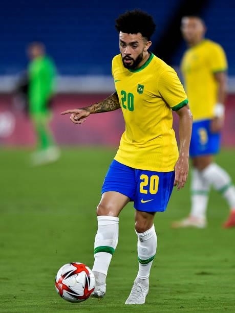 Claudinho of Brazil during the Tokyo 2020 Olympic Mens Football Tournament Gold Medal Match between Brazil and Spain at International Stadium...