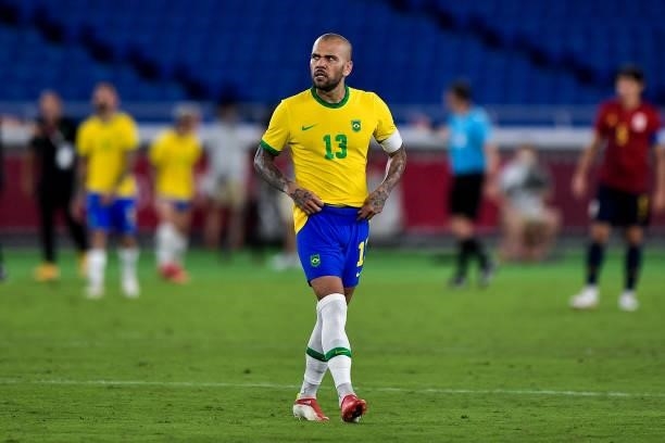 Dani Alves of Brazil during the Tokyo 2020 Olympic Mens Football Tournament Gold Medal Match between Brazil and Spain at International Stadium...