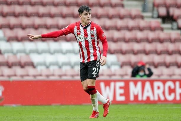 Tino Livramento of Southampton during a pre-season friendly between Southampton FC and Athletic Bilbao at St Mary's Stadium on August 07, 2021 in...