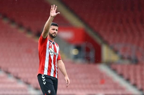 Shane Long of Southampton during the pre season friendly match between Southampton FC and Athletic Club at St Mary's Stadium on August 07, 2021 in...