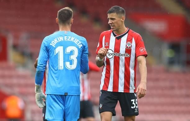 Jan Bednarek of Southampton during the pre season friendly match between Southampton FC and Athletic Club at St Mary's Stadium on August 07, 2021 in...