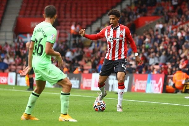 Oludare Olufunwa of Southampton during the pre season friendly match between Southampton FC and Athletic Club at St Mary's Stadium on August 07, 2021...
