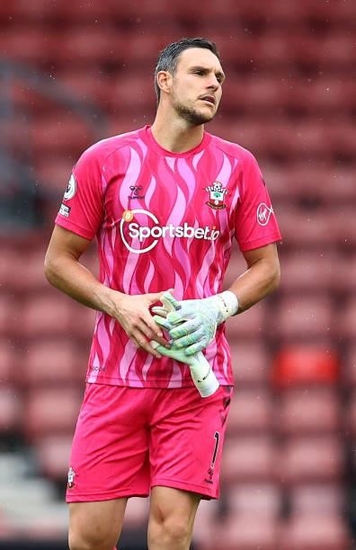 Alex McCarthy of Southampton during the pre season friendly match between Southampton FC and Athletic Club at St Mary's Stadium on August 07, 2021 in...