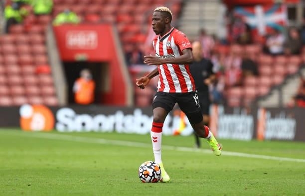 Moussa Djenepo of Southampton during the pre season friendly match between Southampton FC and Athletic Club at St Mary's Stadium on August 07, 2021...