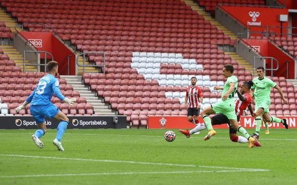 Theo Walcott of Southampton scores during the pre season friendly match between Southampton FC and Athletic Club at St Mary's Stadium on August 07,...