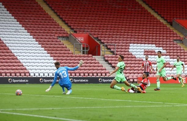 Theo Walcott of Southampton scores during the pre season friendly match between Southampton FC and Athletic Club at St Mary's Stadium on August 07,...
