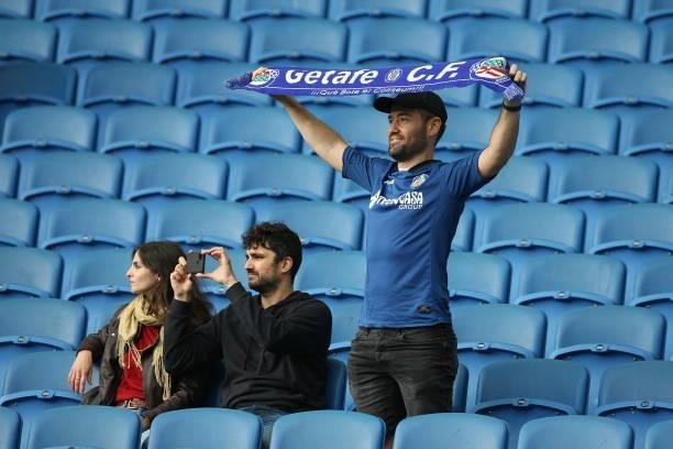 Getafe supporters show their support prior to the Pre-Season Friendly match between Brighton & Hove Albion and Getafe at American Express Community...