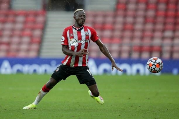 Moussa Djenepo of Southampton during a pre-season friendly between Southampton FC and Athletic Bilbao at St Mary's Stadium on August 07, 2021 in...