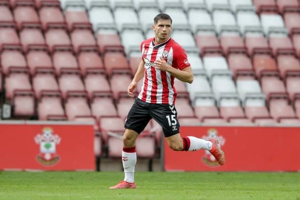Romain Perraud of Southampton during a pre-season friendly between Southampton FC and Athletic Bilbao at St Mary's Stadium on August 07, 2021 in...