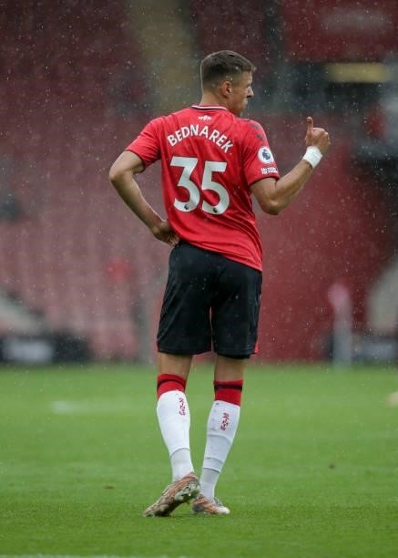 Jan Bednarek of Southampton during a pre-season friendly between Southampton FC and Athletic Bilbao at St Mary's Stadium on August 07, 2021 in...