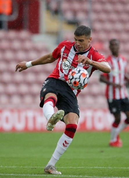 Jan Bednarek of Southampton during a pre-season friendly between Southampton FC and Athletic Bilbao at St Mary's Stadium on August 07, 2021 in...