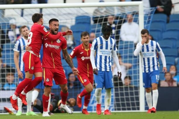 Erick Cabaco of Getafe celebrates scoring the opening goal during the Pre-Season Friendly match between Brighton & Hove Albion and Getafe at American...