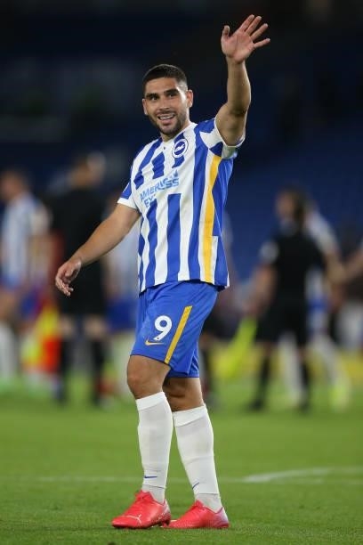 Neal Maupay of Brighton & Hove Albion waves to supporters after the Pre-Season Friendly match between Brighton & Hove Albion and Getafe at American...