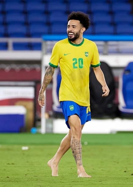 Claudinho Rodrigues of Team Brazil celebrates their side's victory after the Men's Gold Medal Match between Team Brazil and Team Spain on day fifteen...