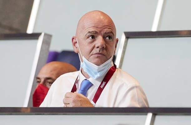 Gianni Infantino, President of FIFA is seen during the Men's Gold Medal Match between Team Brazil and Team Spain on day fifteen of the Tokyo 2020...