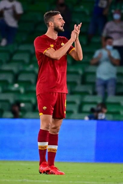 Bryan Cristante of AS Roma during the Unbeatables Cup at Estadio Benito Villamarin on August 07, 2021 in Seville, Spain.