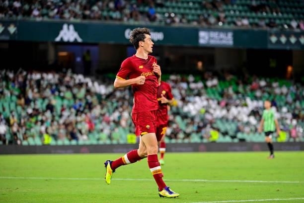 Eldor Shomurodvo celebrates his goal during the Unbeatables Cup at Estadio Benito Villamarin on August 07, 2021 in Seville, Spain.