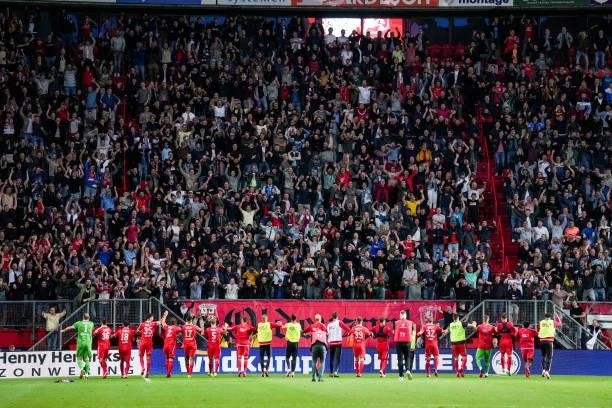 Players of FC twente thanking the Fans for their support during the Preseason Friendly Match match between FC Twente and SS Lazio at De Grolsch Veste...