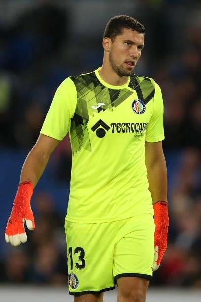 David Soria of Getafe during the Pre-Season Friendly match between Brighton & Hove Albion and Getafe at American Express Community Stadium on August...