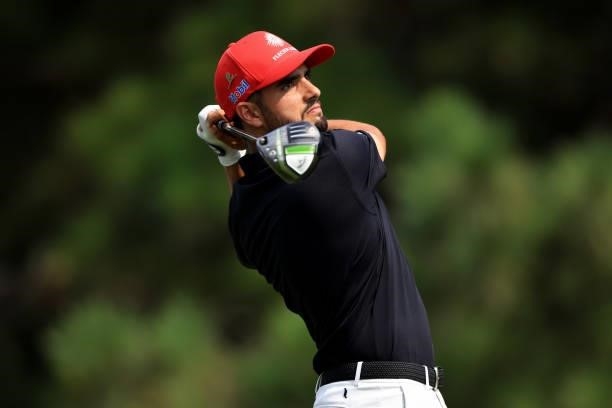 Abraham Ancer of Mexico plays a shot on the 17th hole during the third round of the World Golf Championship-FedEx St Jude Invitational at TPC...