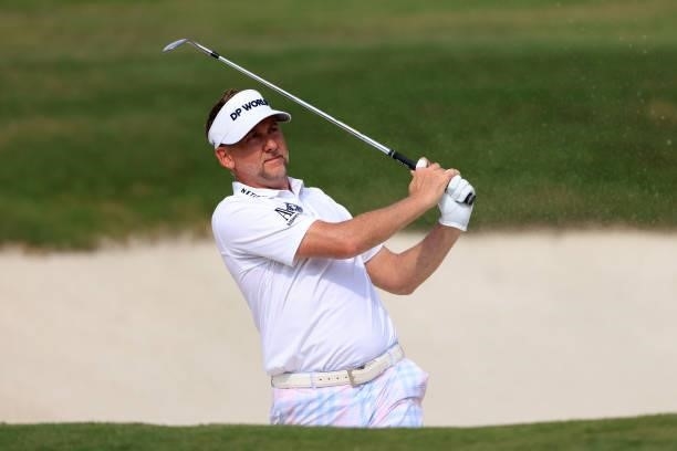 Ian Poulter of England plays a shot on the 16th hole during the third round of the World Golf Championship-FedEx St Jude Invitational at TPC...