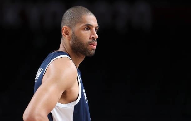 Nicolas Batum of France during the Men's Basketball Gold Medal Final between United States and France on day fifteen of the Tokyo 2020 Olympic Games...