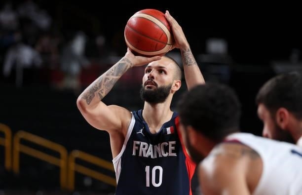 Evan Fournier of France during the Men's Basketball Gold Medal Final between United States and France on day fifteen of the Tokyo 2020 Olympic Games...